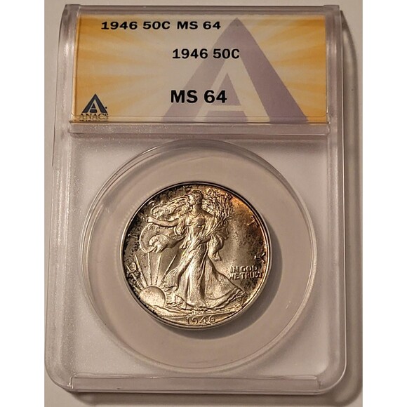 1946 Walking Liberty Half Dollar MS64 ANACS Toned - Picture 1 of 4